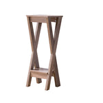 Benzara Wooden Plant Stand with one Bottom Shelf and X Shaped Sides, Brown