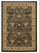 Benzara 3 X 2 Feet Persian Power Loom Polypropylene Rug, Black and Beige