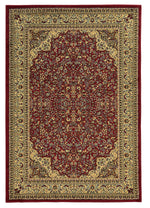 Benzara 3 X 2 Feet Persian Polypropylene Rug with Action Backing, Red and Beige
