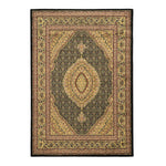 Benzara 7.25 X 5 Feet Persian Polypropylene Rug with Action Backing, Black and Beige