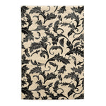 Benzara 7.25 X 5 Feet Power Loom Polypropylene Rug with Filigree Detail, White and Gray