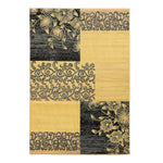 Benzara 7.25 X 5 Feet Classic Power Loom Patchwork Polypropylene Rug, Cream and Gray