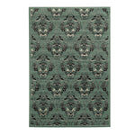Benzara 7.25 X 5 Feet Power Loom Polypropylene Rug with Damask Pattern, Green and Black