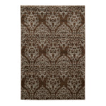 Benzara 3 X 2 Feet Polypropylene Rug with Damask Pattern, Brown and White