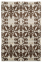 Benzara 7.25 X 5 Feet Power Loom Polypropylene Rug with Ornated Pattern, Brown and Cream
