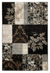 Benzara 3 X 2 Feet Polypropylene Patchwork Rug with Abstract Motif, Black and Brown