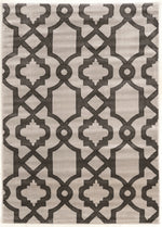 Benzara 7.25 X 5 Feet Power Loom Polypropylene Rug with Trellis Pattern, Gray and White