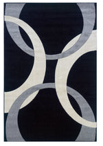Benzara 2.83 x 1.83 Feet Frieze Yarn Rug with Action Backing, Black and Gray