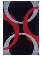 Benzara 2.83 x 1.83 Feet Frieze Yarn Rug with Action Backing, Black and Red