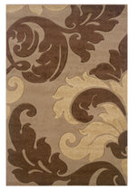 Benzara 2.83 x 1.83 Feet Frieze Yarn Rug with Filigree Design, Brown