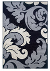 Benzara 7.7 X 5 Feet Frieze Yarn Rug with Filigree Design, Black and Gray