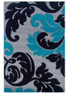 Benzara 2.83 x 1.83 Feet Frieze Yarn Rug with Filigree Design, Gray and Turquoise