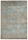 Benzara 3 X 2 Feet Power Loomed Polyester Rug with Geometric Design, Blue and Gray