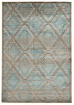 Benzara 3 X 2 Feet Power Loomed Polyester Rug with Geometric Design, Blue and Gray