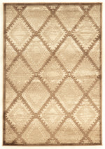 Benzara 7.5 X 5 Feet Power Loomed Polyester Rug with Geometric Design, Beige and Cream