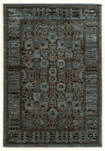 Benzara 3 X 2 Feet Power Loomed Polyester Rug with Intricate Design, Blue and Black