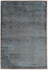 Benzara 3 X 2 Feet Power Loomed Polyester Rug with Lattice Pattern, Blue and Gray