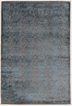Benzara 3 X 2 Feet Power Loomed Polyester Rug with Lattice Pattern, Blue and Gray
