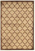 Benzara 7.5 X 5 Feet Power Loomed Polyester Rug with Trellis Pattern, Beige and Brown