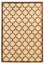 Benzara 3 X 2 Feet Power Loomed Polyester Rug with Trellis Pattern, Cream and Brown