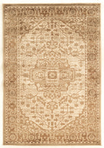 Benzara 3 X 2 Feet Power Loomed Polyester Rug with Heriz Pattern, Beige and Cream