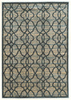 Benzara 7.5 X 5 Feet Power Loomed Polyester Rug with Lattice Pattern, Black and Blue