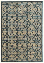 Benzara 7.5 X 5 Feet Power Loomed Polyester Rug with Lattice Pattern, Black and Blue
