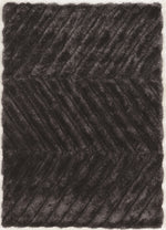 Benzara 7 X 5 Feet Hand Tufted and Carved Polyester Rug with Zigzag Pattern, Gray