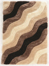 Benzara 7 X 5 Feet Hand Tufted and Carved Polyester Rug with Wavy Pattern, Beige and Brown