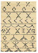 Benzara 7 x 5 Feet Polypropylene Power Loomed Rug with Tribal Pattern, Beige and Black