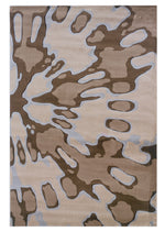 Benzara 7.7 x 5 Feet Abstract Pattern Polypropylene Power Loomed Rug, Brown and Beige