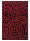 Benzara 2.83 x 1.83 Feet Rose Pattern Polypropylene Power Loomed Rug, Red and Black