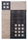 Benzara 2.83 x 1.83 Feet Square Pattern Polypropylene Power Loomed Rug, Beige and Black