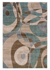Benzara 2.83 x 1.83 Feet Power Loomed Abstract Pattern Polypropylene Rug, Brown and Blue