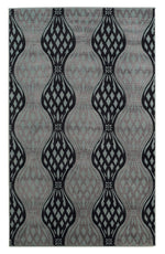 Benzara 7.7 x 5 Feet Power Loomed Optical Pattern Polypropylene Rug, Black and Blue