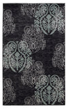 Benzara 2.83 x 1.83 Feet Damask Pattern Polypropylene Power Loomed Rug, Black and Blue