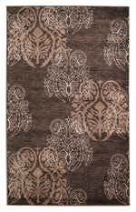 Benzara 7.7 x 5 Feet Damask Pattern Polypropylene Power Loomed Rug, Brown