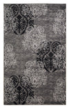 Benzara 2.83 x 1.83 Feet Damask Pattern Polypropylene Power Loomed Rug, Black and Gray