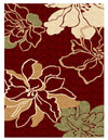 Benzara 2.83 x 1.83 Feet Floral Design Polypropylene Power Loomed Rug, Red and Beige