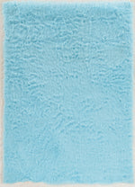 Benzara 7 X 5 Feet Transitional Faux Fur Rug with Suede Leather Backing, Blue