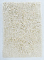 Benzara 5 X 3 Feet Shag Style Latex Free Hand Woven Wool Rug, Cream