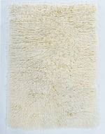 Benzara 5 X 3 Feet Shag Style Latex Free Hand Woven Wool Rug, White
