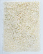 Benzara 6 X 4 Feet Shag Style Latex Free Hand Woven Wool Rug, White