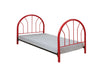 Benzara Metal Twin Headboard and Footboard with Curved Spindles, Red