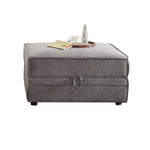 Benzara Velvet Upholstered Wooden Ottoman with Lift Off Storage and Block Legs, Gray