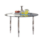 Benzara Glass Top Metal Dining Table with Acrylic Legs, Silver and Clear