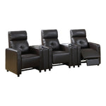 Benzara Faux Leather Upholstered Home Theater with Power Motion, Brown