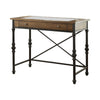Benzara Wood And Metal Counter Height Table With One Large Drawer, Walnut & Black