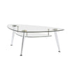 Benzara Mirrored Coffee Table With Metal Slanted Feet And One Lower Shelf, Clear