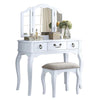 Benzara 3 Piece Wooden Vanity Set with Foldable Panel Mirror, White and Gray